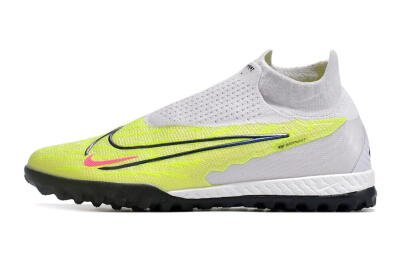 Men's Nike Phantom GX Elite DF Link TF Football Shoes - Grey/Green/Pink