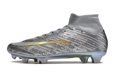 Unisex Nike Air Zoom Mercurial Superfly 15 Elite FG Football Boots - Sliver/Gold/Rainbow