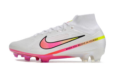 Unisex Nike Air Zoom Mercurial Superfly 9 Elite FG Football Boots - White/Pink/Black