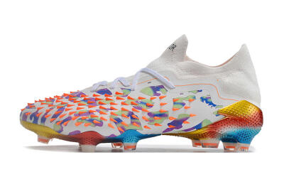 Unisex Adidas Predator Freak.1 Low FG Football Boots - White/Blue/Orange/Gold