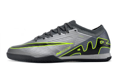 Men's Nike Air Zoom Mercurial Vapor 15 Elite IC Football Shoes - Silver/Grey/Black/Green