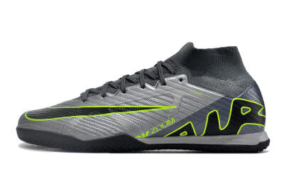 Men's Nike Air Zoom Mercurial Superfly 9 Elite IC Football Shoes - Silver/Grey/Black/Green