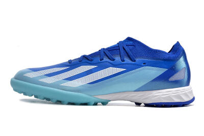 Men's Adidas X Crazyfast.1 TF Football Shoes - Blue/Silver/White