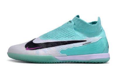 Men's Nike Phantom GX Elite DF Link IC Football Shoes - White/Jade/Black/Purple