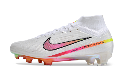 Unisex Nike Air Zoom Mercurial Superfly 9 Elite FG Football Boots - White/Pink/Black/Yellow/Gold