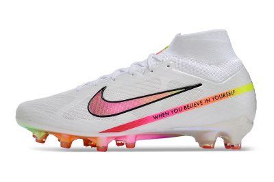 Men's Nike Air Zoom Mercurial Superfly 9 Elite AG Football Boots - White/Pink/Black/Yellow/Gold