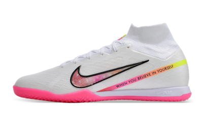 Men's Nike Air Zoom Mercurial Superfly 9 Elite IC Football Shoes - White/Pink/Black/Yellow
