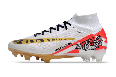 Unisex Nike Air Zoom Mercurial Superfly 9 Elite FG Football Boots - White/Gold/Black/Red
