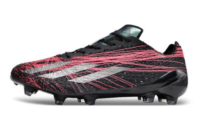 Men's Adidas X Crazyfast Strung+ FG Football Boots - Black/Silver/Pink