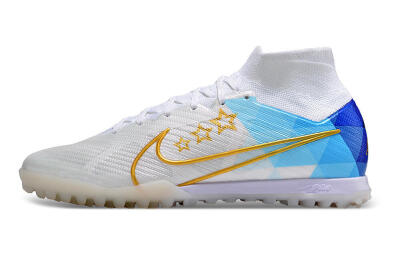 Men's Nike Air Zoom Mercurial Superfly 9 Elite TF Football Shoes - White/Gold/Blue