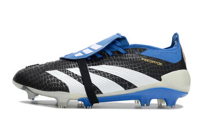 Unisex Adidas Predator Elite Foldover Tongue FG Football Boots - Black/White/Blue