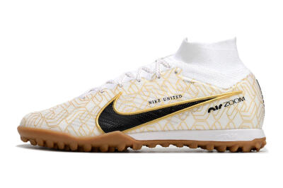 Men's Nike Air Zoom Mercurial Superfly 9 Elite TF Football Shoes - White/Black/Gold