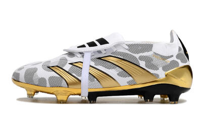 Men's Adidas Predator Elite Foldover Tongue FG Football Boots - White/Silver/Gold/Black