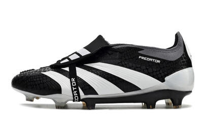 Men's Adidas Predator Elite Foldover Tongue FG Football Boots - Black/White/Grey
