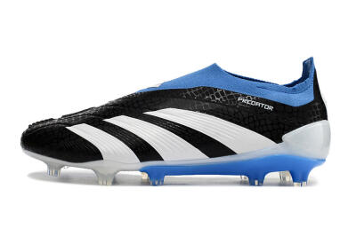 Men's Adidas Predator Accuracy+ Laceless FG Football Boots - Black/White/Blue