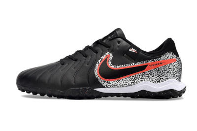 Men's Nike Tiempo Legend 10 Pro TF Football Shoes - Black/Silver/Red