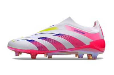 Men's Adidas Predator Accuracy+ Laceless FG Football Boots - White/Pink/Blue/Yellow