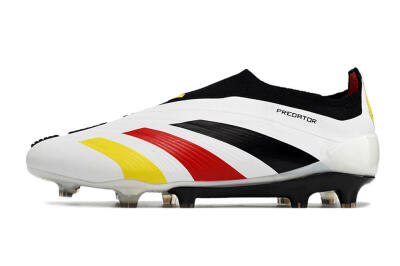 Men's Adidas Predator+ Elite Laceless FG Football Boots - White/Yellow/Red/Black