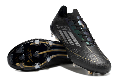 Men's Adidas F50 Adizero FG Football Boots - Black/Gold/Silver