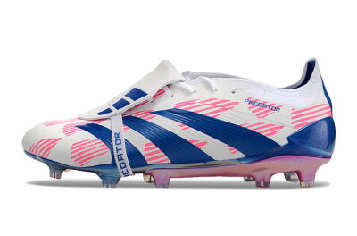Men's Adidas Predator Elite Foldover Tongue FG Football Boots - White/Pink/Blue