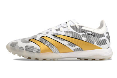 Men's Adidas Predator 24 Elite TF Football Shoes - Black/White/Gold