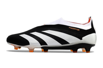Men's Adidas Predator 24 Elite Laceless FG Football Boots - Black/White/Orange