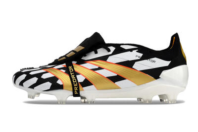 Men's Adidas Predator Elite Foldover Tongue FG Football Boots - Black/White/Gold
