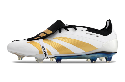 Men's Adidas Predator Elite Foldover Tongue FG Football Boots - White/Gold/Black