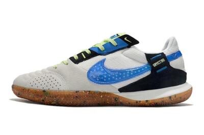 Men's Nike Street Gato IC Football Shoes - Grey/White/Blue