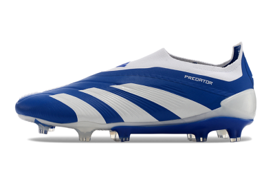 Men's Adidas Predator+ 24 Elite Laceless FG Football Boots - Blue/White