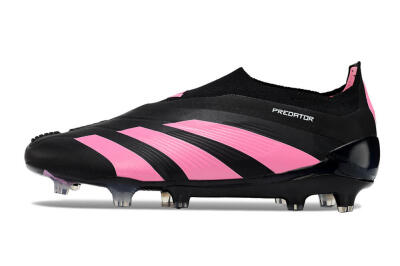 Men's Adidas Predator+ 24 Elite Laceless FG Football Boots - Black/Pink