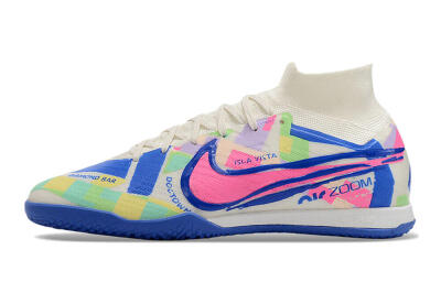 Men's Nike Air Zoom Mercurial Superfly 9 Elite IC Football Shoes - White/Blue/Pink/Yellow