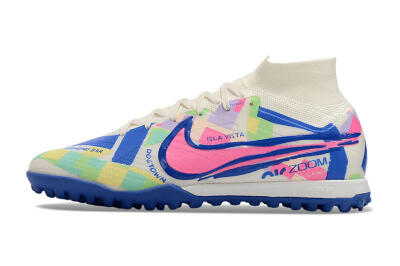 Unisex Nike Air Zoom Mercurial Superfly 9 Elite TF Football Shoes - White/Rainbow