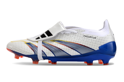 Men's Adidas Predator Elite Foldover Tongue Euphoria FG Football Boots - White/Silver/Blue