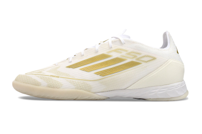 Men's Adidas F50 Pro IC Football Shoes - Beige/White/Gold