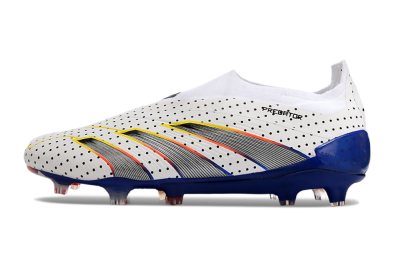 Men's Adidas Predator Accuracy+ Laceless 24 Euphoria FG Football Boots - White/Silver/Blue