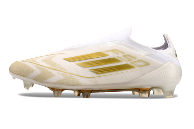 Men's Adidas F50 Elite Laceless FG Football Boots - White/Gold