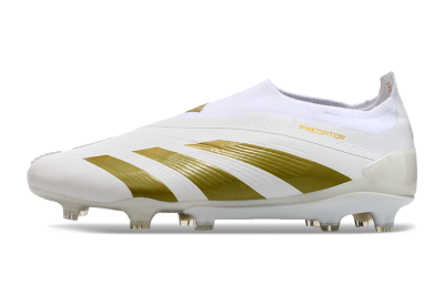 Men's Adidas Predator Elite Laceless FG Football Boots - Beige/White/Gold