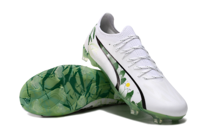 Men's Puma Ultra Ultimate FG Football Boots - White/Black/Green