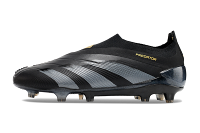 Men's Adidas Predator Elite Laceless FG Football Boots - Black/Silver/Gold