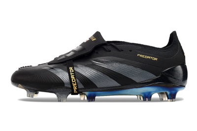 Men's Adidas Predator Elite Foldover Tongue FG Football Boots - Black/Silver/Gold