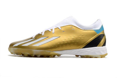 Men's Adidas X Speedportal.3 TF Football Shoes - Gold/White/Black