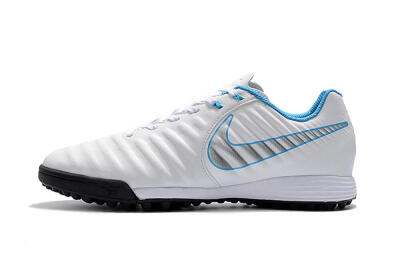 Men's Nike Tiempox Ligera IV TF Football Shoes - White/Silver/Blue