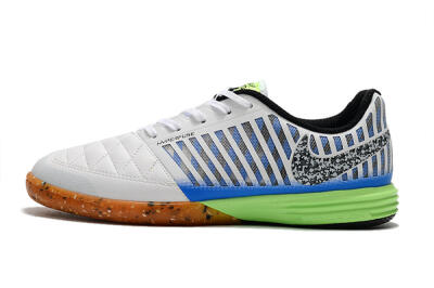 Men's Nike Lunar Gato 2 IC Football Shoes - White/Black/Blue/Yellow