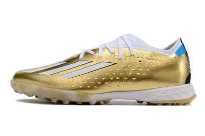 Men's Adidas X Speedportal.1 TF Football Shoes - Gold/White/Blue