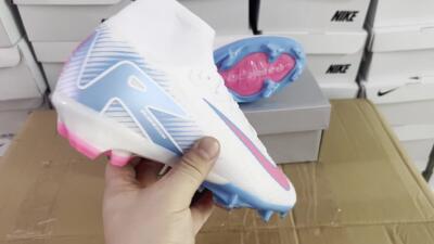 Unisex Nike Air Zoom Mercurial Superfly 10 Elite FG Football Boots - White/Pink/Blue