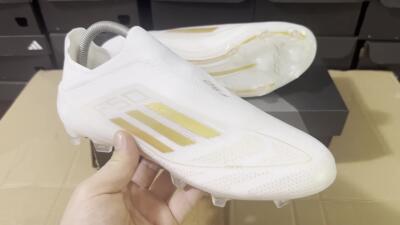 Men's Adidas F50+ Adizero FG Football Boots - White/Gold