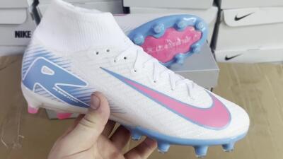Unisex Nike Air Zoom Mercurial Superfly 10 Elite AG Football Boots - White/Pink/Blue