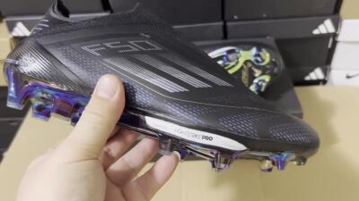 Men's Adidas F50+ Lightstrike Pro Laceless FG Football Boots - Core Black/Iron Metallic/Gold Metallic