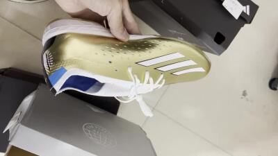 Men's Adidas X Speedportal.1 TF Football Shoes - Gold/White/Blue